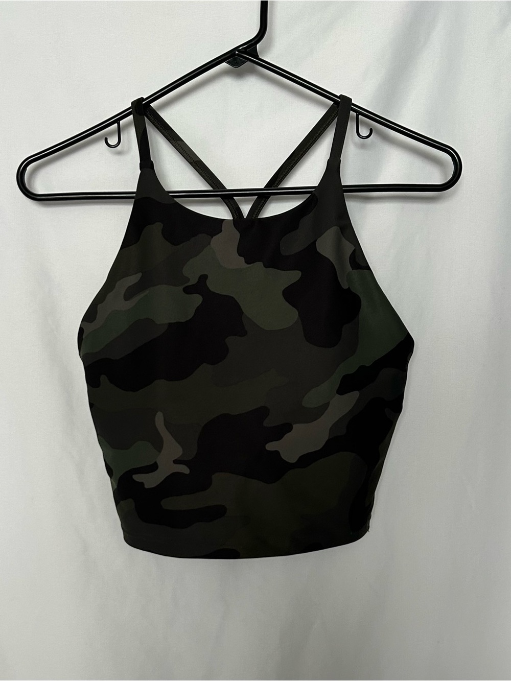 Old Navy Camo High-Neck Crop Tank in Green & Black